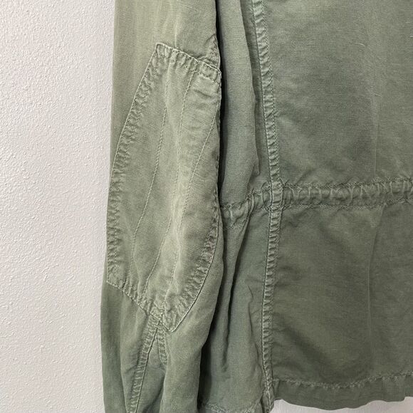 GAP Linen Utility Jacket Womens M Military Green Casual Drawstring Snap Coat - Picture 10 of 16